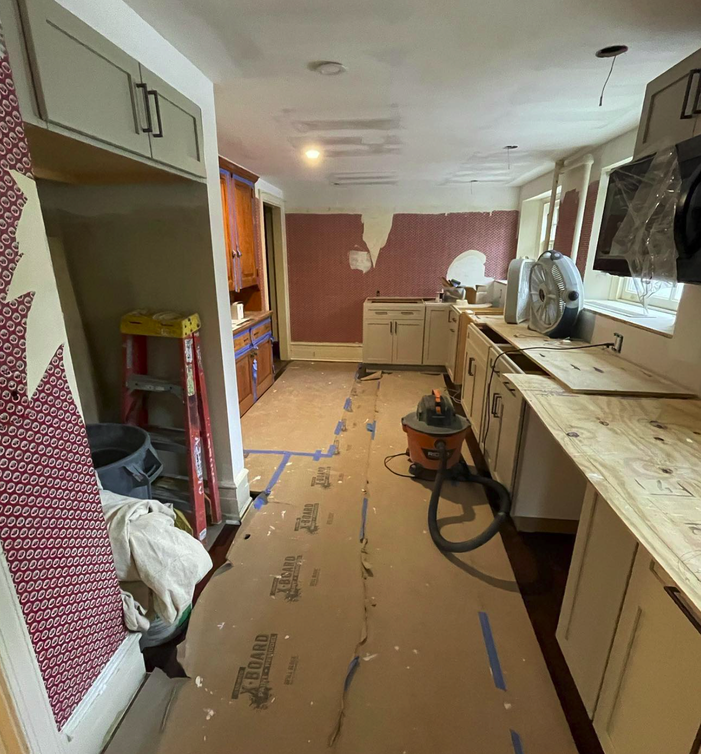 Springfield kitchen cabinets mid-process during professional painting refinishing